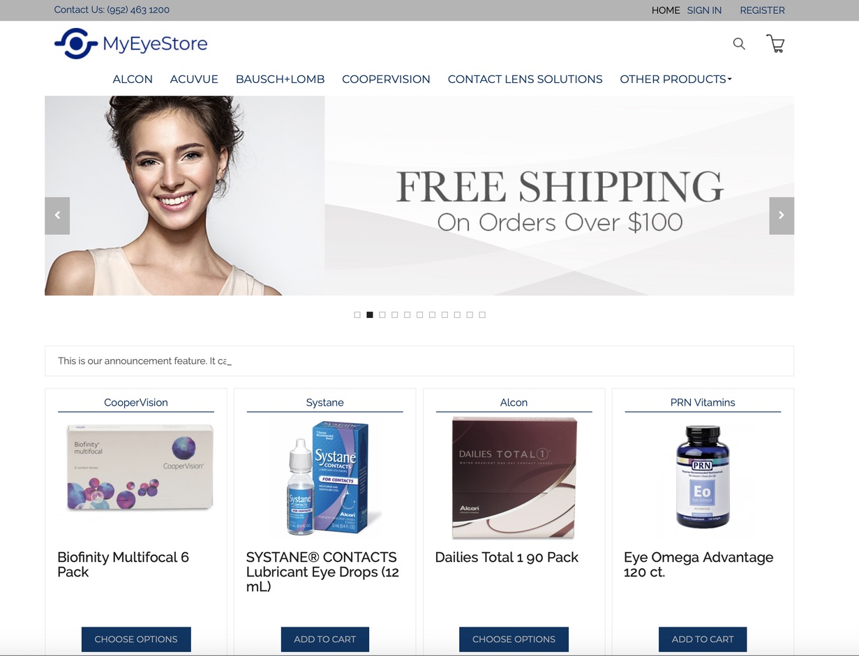 MyEyeStore Demo Online Store
